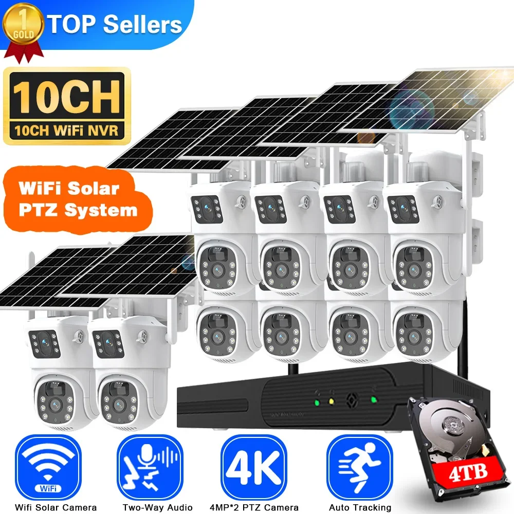 Cctv Camera System 8 Camera Wireless - ソーラーcctvカメラシステム,デュアルレンズ,nvrキット,ワイヤレス,双方向オーディオ,ptz,ipセキュリティ,ビデオ監視セット,Wi-fi,4k,8mp,10ch
