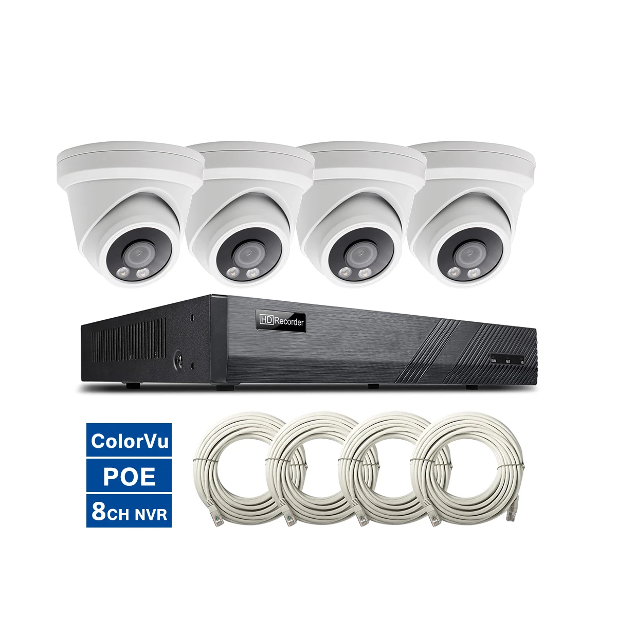 Nvr Kit 4 Camera 5Mp Poe - 8チャンネルHD NVR PoEキット CCTV 4台フルカラー5MP ColorVuドーム型IPカメラ