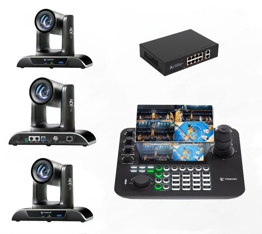 Ptz Camera 30X Zoom Poe - USD2006送料無料フルキット=3個30倍ズーム4K AIトラッキングHD-M1 USB SDI LAN PTZカメラ+1個ジョイスティックコントローラー+1個PoEスイッチ