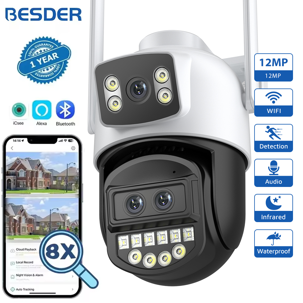 Cctv Camera System 8 Camera Wireless - BESDER 12MP 6K PTZ Wifiカメラ デュアルレンズ