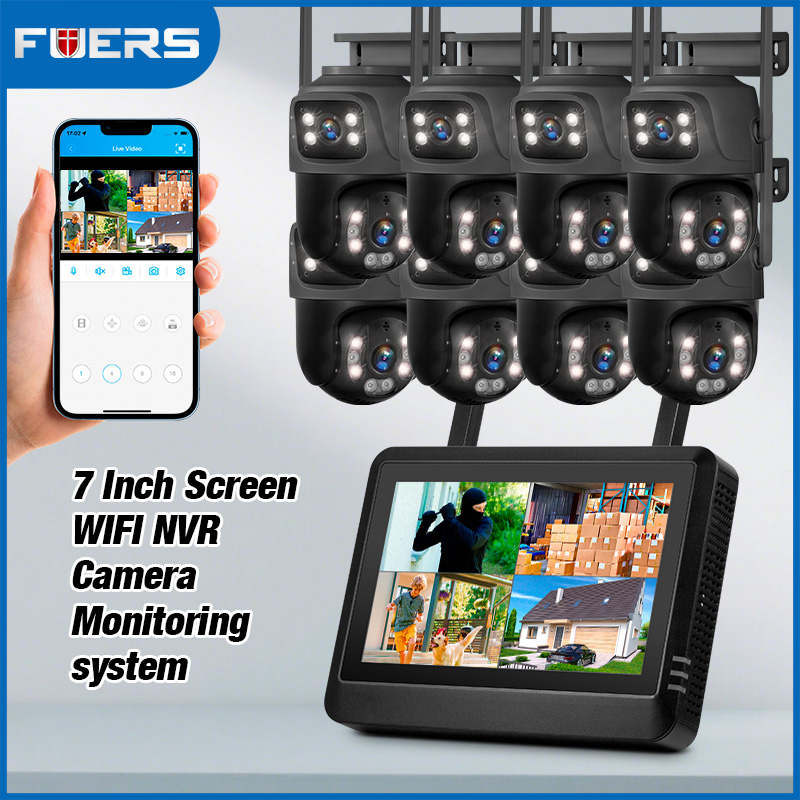 Cctv Camera System 8 Camera Wireless - FUERS 7インチNVRスクリーン 8CHワイヤレスNVRセキュリティ屋外カメラWIFIシステム H.265監視CCTVオーディオビデオレコーダー XMEye