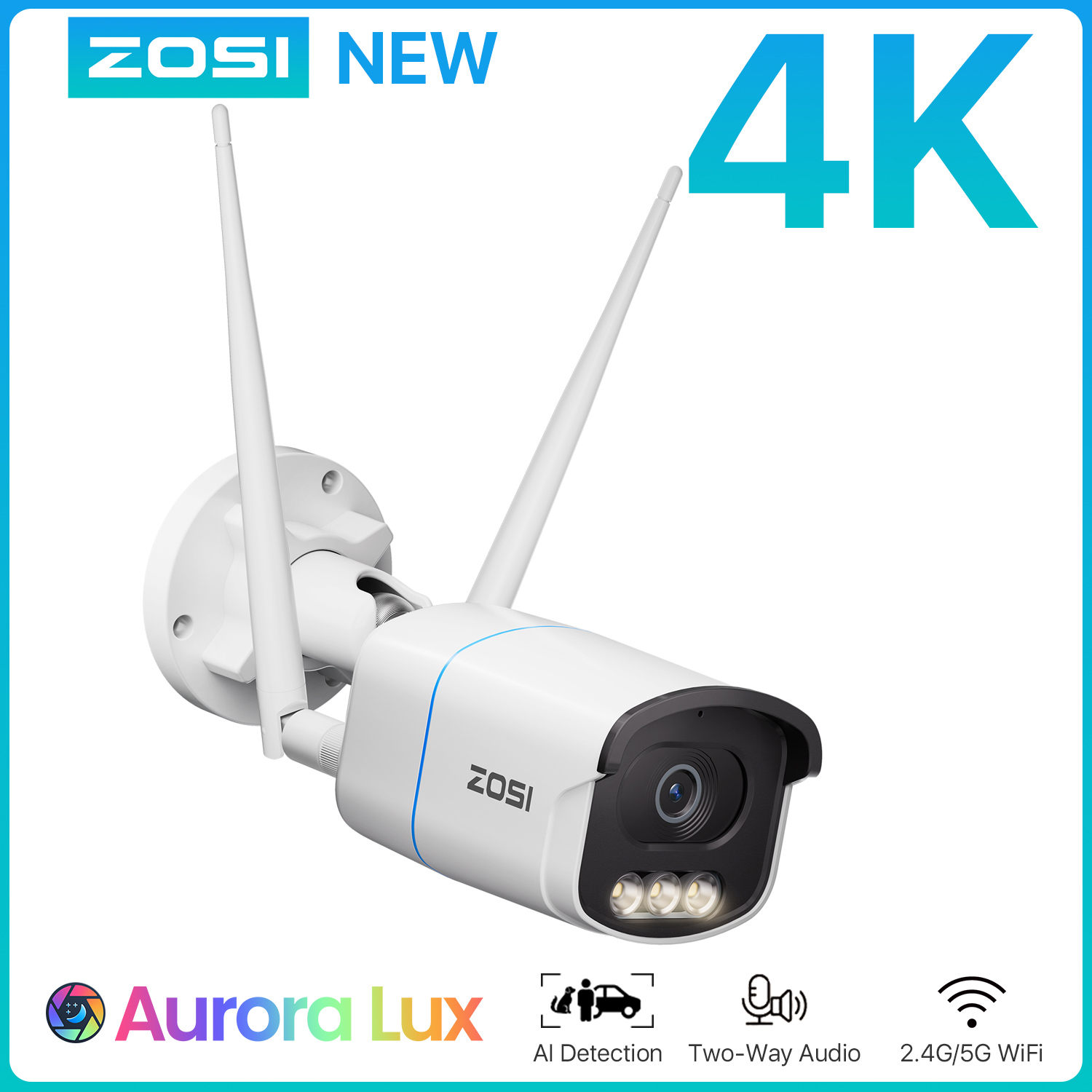 Cctv Camera System 8 Camera Wireless - ZOSI C186A 4K 8MP Wi-Fi対応防犯カメラ。真のフルカラー暗視機能、AI検知機能、2.4/5GHz Wi-Fi対応、屋外用CCTVビデオ監視カメラ。