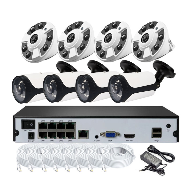 Cctv Camera 180 Degree Panoramic - 8MP 4K POE対応 8チャンネルNVRキット、魚眼レンズ搭載、180度の広角視野、パノラマ型有線CCTVカメラシステム
