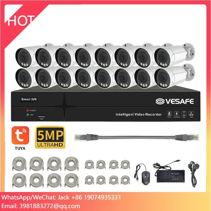 Nvr Kit 4 Camera 5Mp Poe - VESAFE屋外監視Tuyaキット4/8ch/16チャンネル5MP IP PoE防犯カメラNVR CCTVセキュリティIP PoEカメラシステム