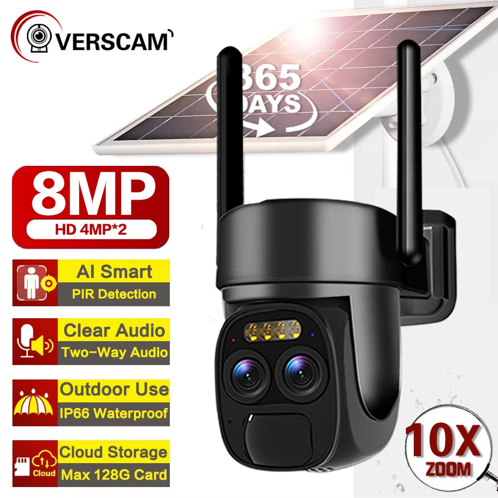 Ip Camera 4K 8Mp Outdoor Ptz - 充電式バッテリー付き屋外IPTVパネルソーラーカメラ,ホームセキュリティビデオ監視,光学ズーム,2オーディオ,wi-fi,8mp,4k,10x