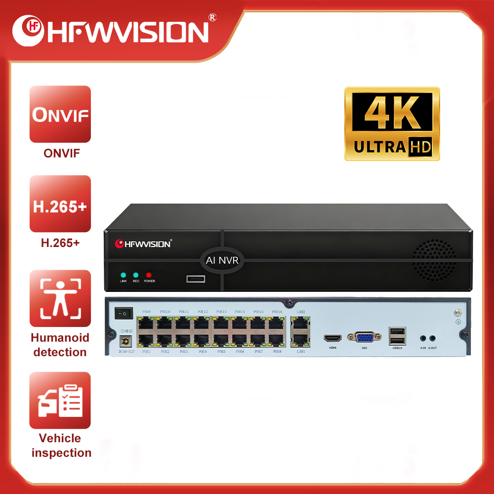 Nvr 16 Channel 4K H265 - HFWVISION 4K POE NVR 16CH ビデオレコーダー