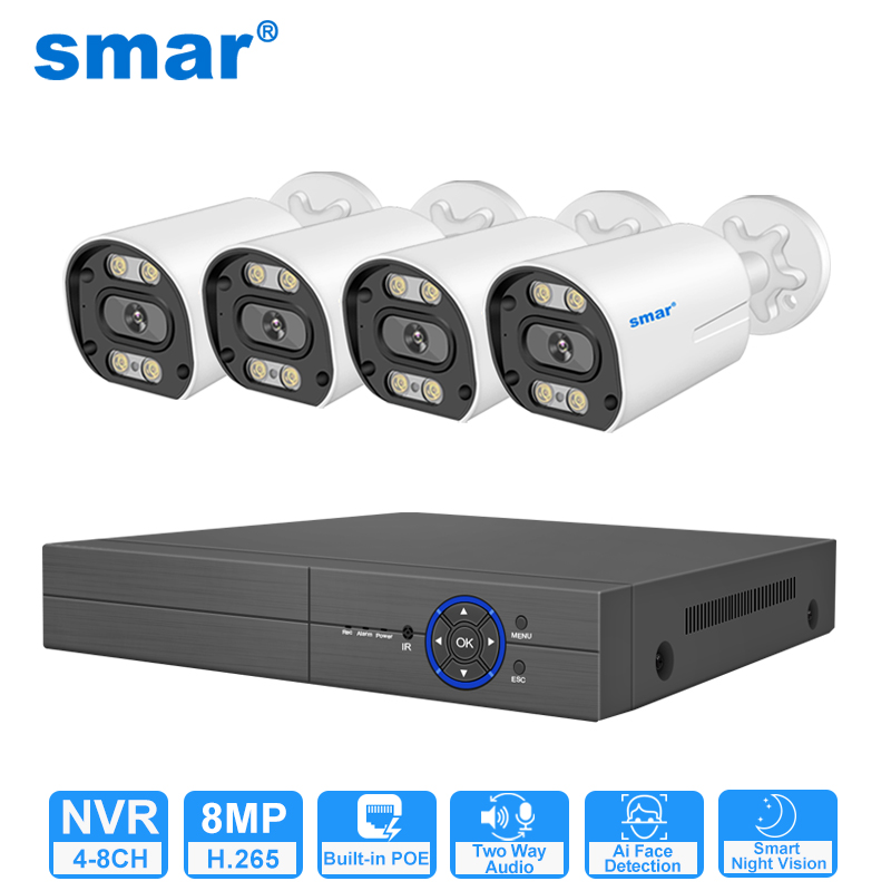 Nvr Kit 4 Camera 5Mp Poe - 8MP、5MPのPoE対応セキュリティカメラシステム、4チャンネルNVRキット、AI顔認識、音声録音、カラー暗視機能、H265、屋外用カメラ