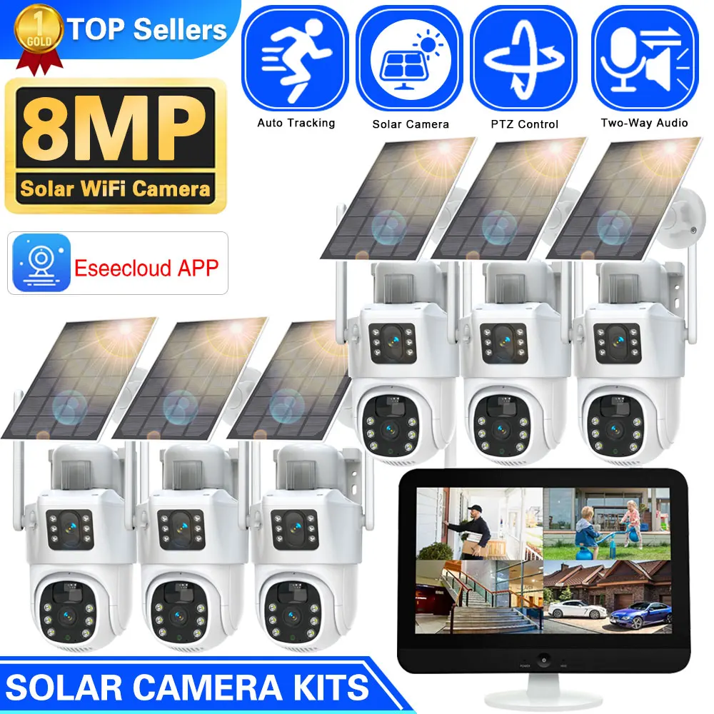 Cctv Camera System 8 Camera Wireless - 自動追跡ビデオ監視システム,外部監視カメラキット,Ccctv,デュアルレンズ,wifi,ソーラーptz,nvr,ワイヤレス,nvr,4k,8mp,10ch