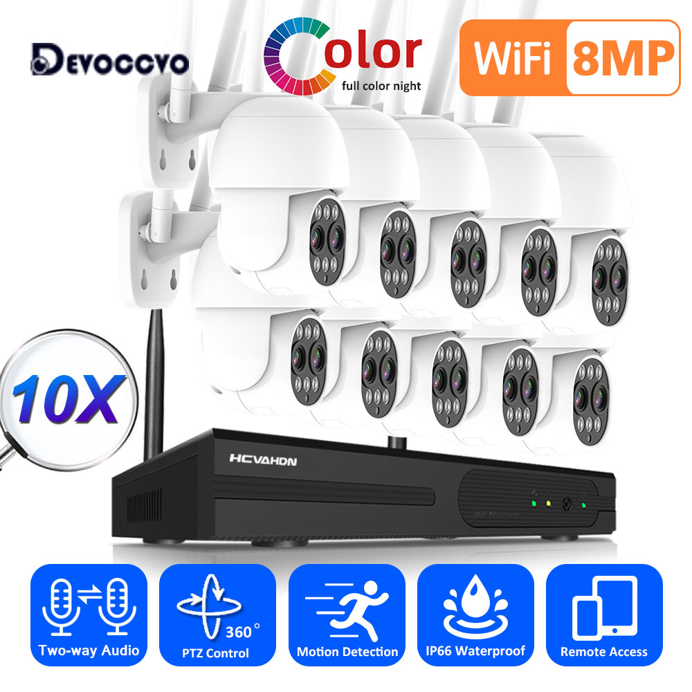 Cctv Camera System 8 Camera Wireless - 4K HDワイヤレスCCTV監視システム 自動追跡 10倍ズーム PTZ IPセキュリティカメラシステム