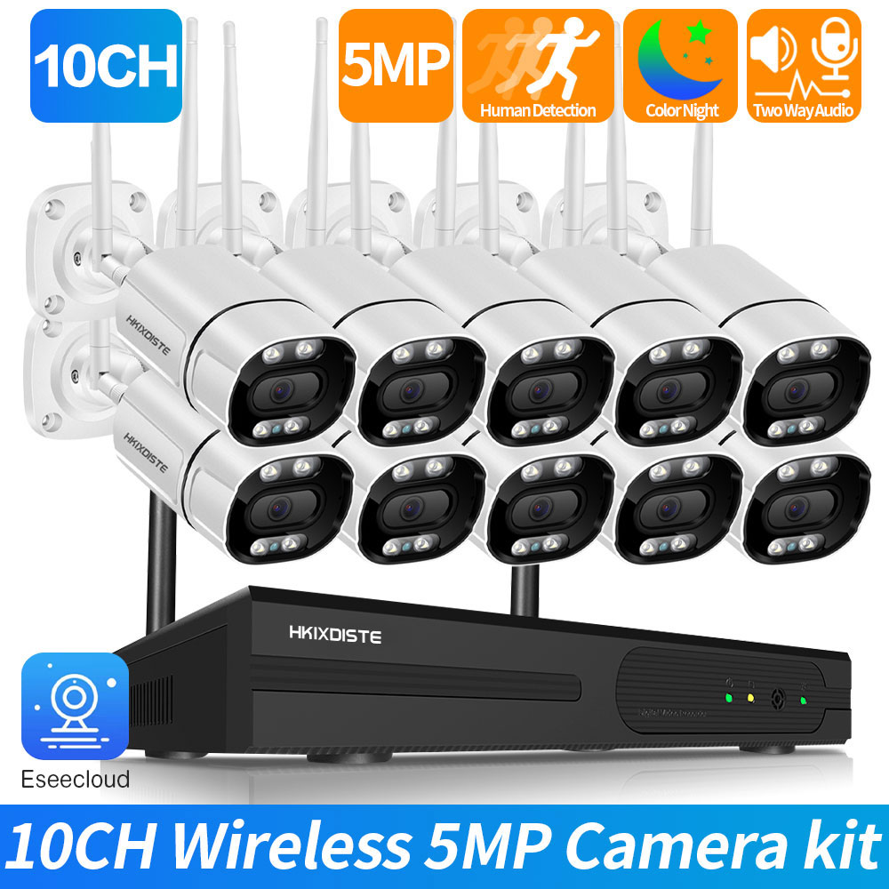 Cctv Camera System 8 Camera Wireless - ワイヤレスnvrキット,5mpオーディオ,HD,屋外,カラー,暗視,5.0mp,IPカメラ,wifi,cctvシステム,h.265,8ch,10ch