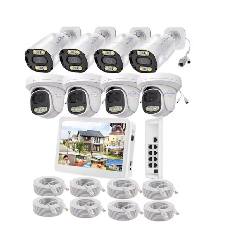 Nvr Kit 4 Camera 5Mp Poe - 5MP IP CCTV 4台ドーム型カメラ＆4台バレット型カメラ 12インチ液晶画面NVR POEキット