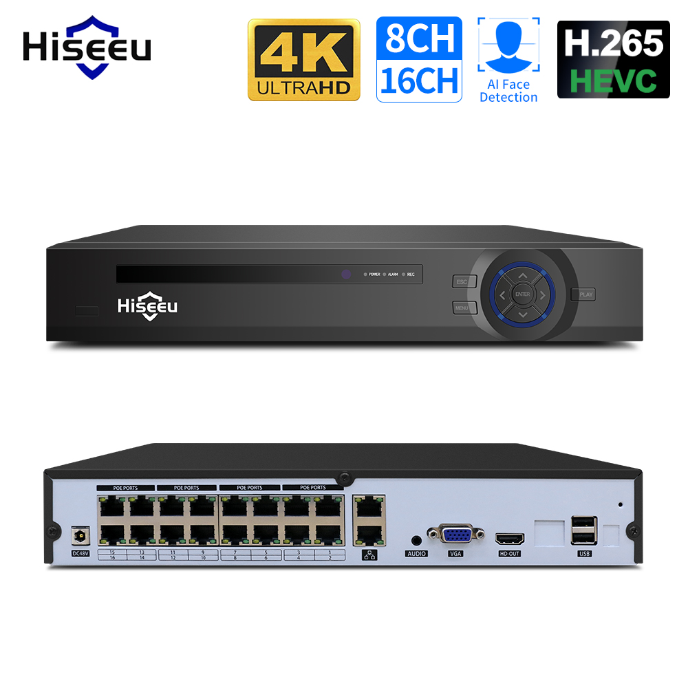 Nvr 16 Channel 4K H265 - Hiseeu 4K 16CH POE NVR Onvif