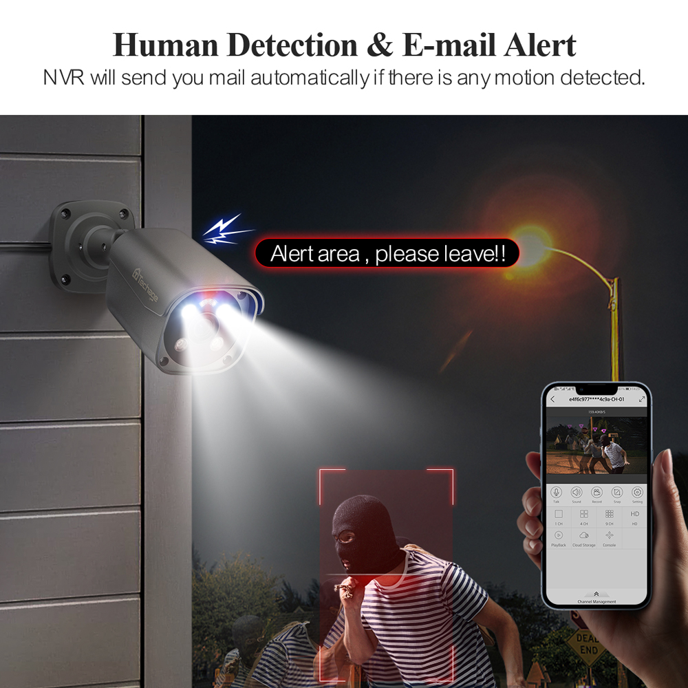 Techage-poeカメラシステム,aiフルカラー,暗視, - Poe Security Camera 8Mp 4K のレビューと価格
