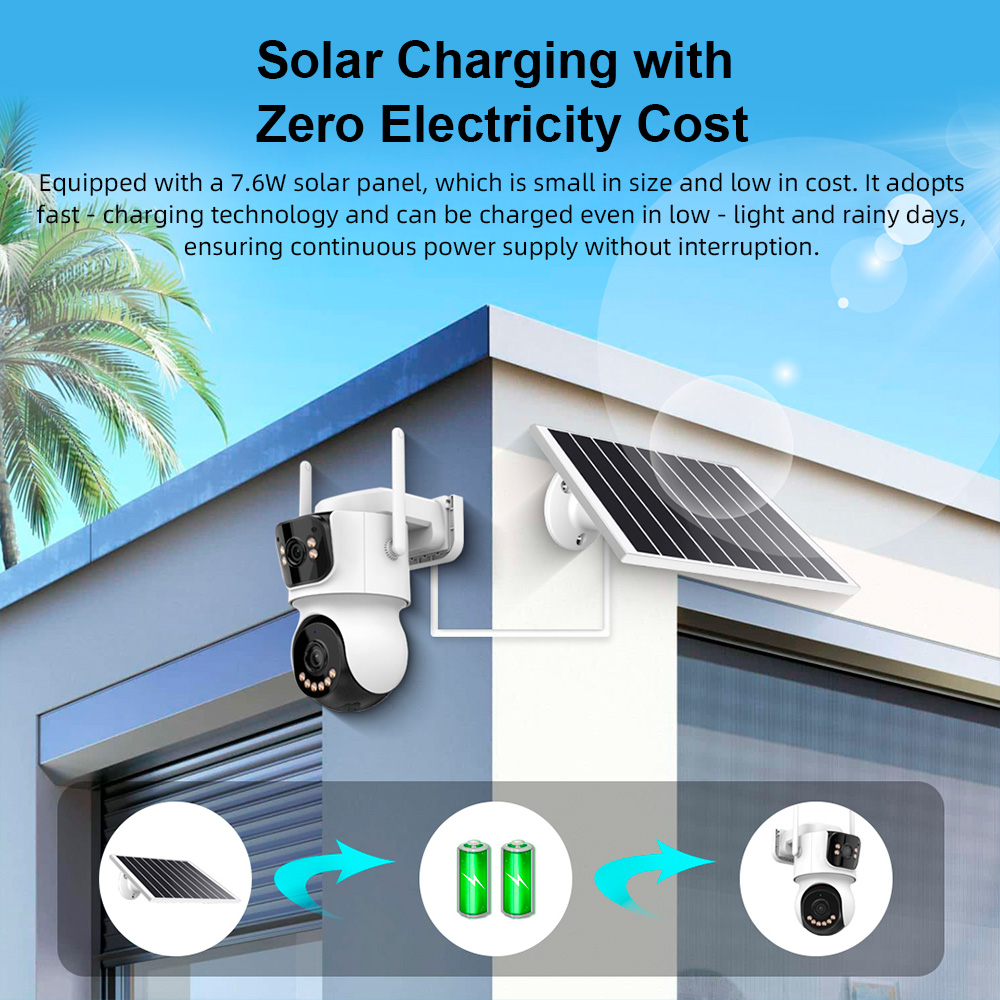 KERUI 4MP WIFI IP屋外カメラ デュアルレンズ - Security Camera System Solar 4G のレビューと価格