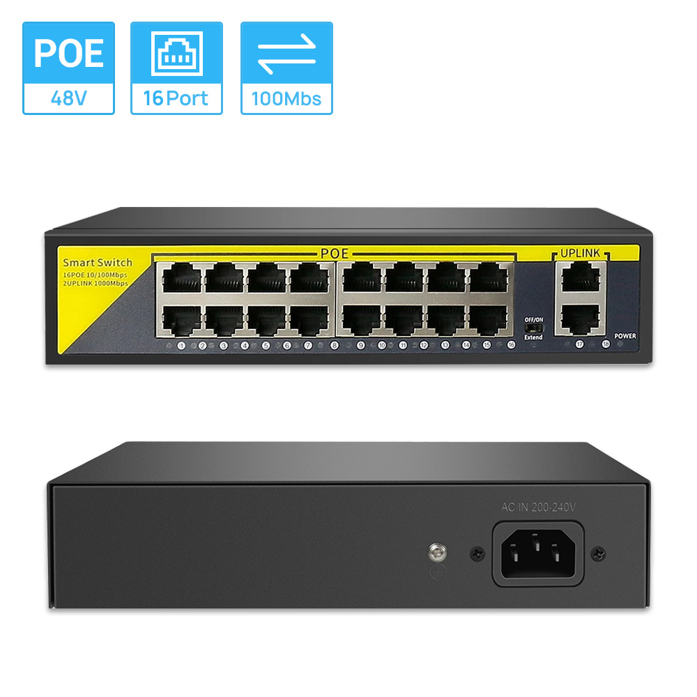 16CH poeスイッチ2アップリンクetherneポート  - Nvr Poe Switch 16 Port のレビューと価格