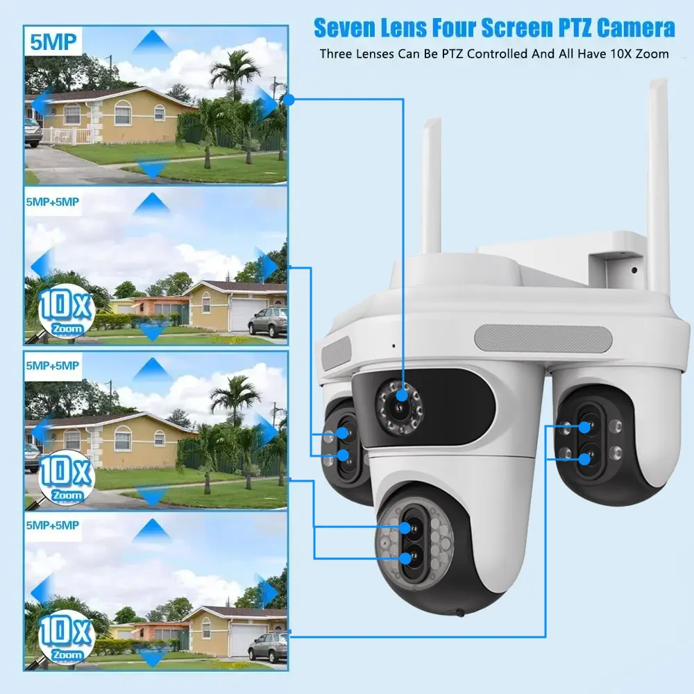 35MP 7レンズ 4画面表示 Wifi PTZ IPカメラ - Ip Camera 4K 8Mp Outdoor Ptz のレビューと価格