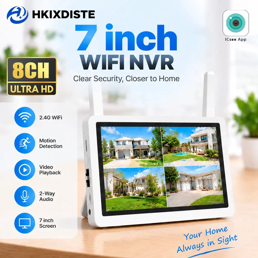 7インチ、8チャンネル、5MP、Wi-Fi対応NVRセキュリ - Cctv Camera System 8 Camera Wireless のレビューと価格