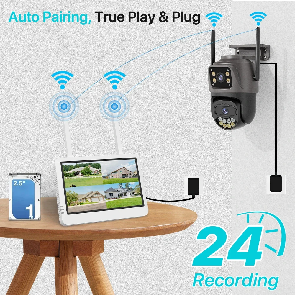 7インチ、8チャンネル、5MP、Wi-Fi対応NVRセキュリ - Cctv Camera System 8 Camera Wireless のレビューと価格