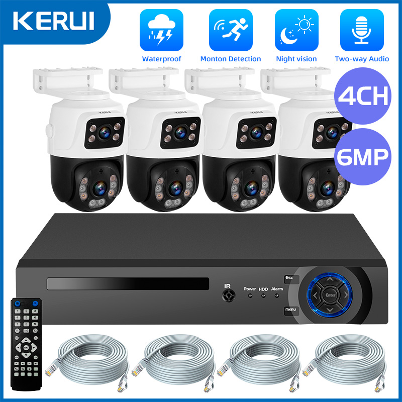 KERUI 6MPフルHDデュアルレンズPTZカメラ 4CH - Nvr Kit 4 Camera 5Mp Poe のレビューと価格