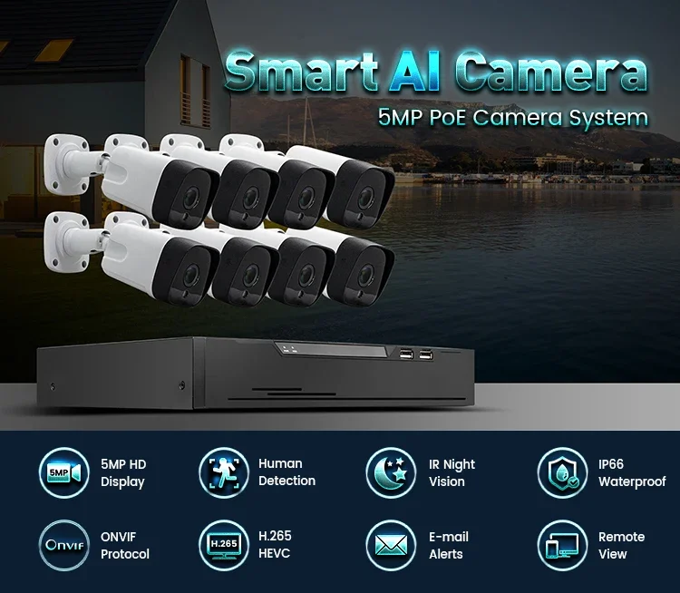 HD 1080p 4MP 5MP 8MP セキュリティカメラ - Nvr Kit 4 Camera 5Mp Poe のレビューと価格