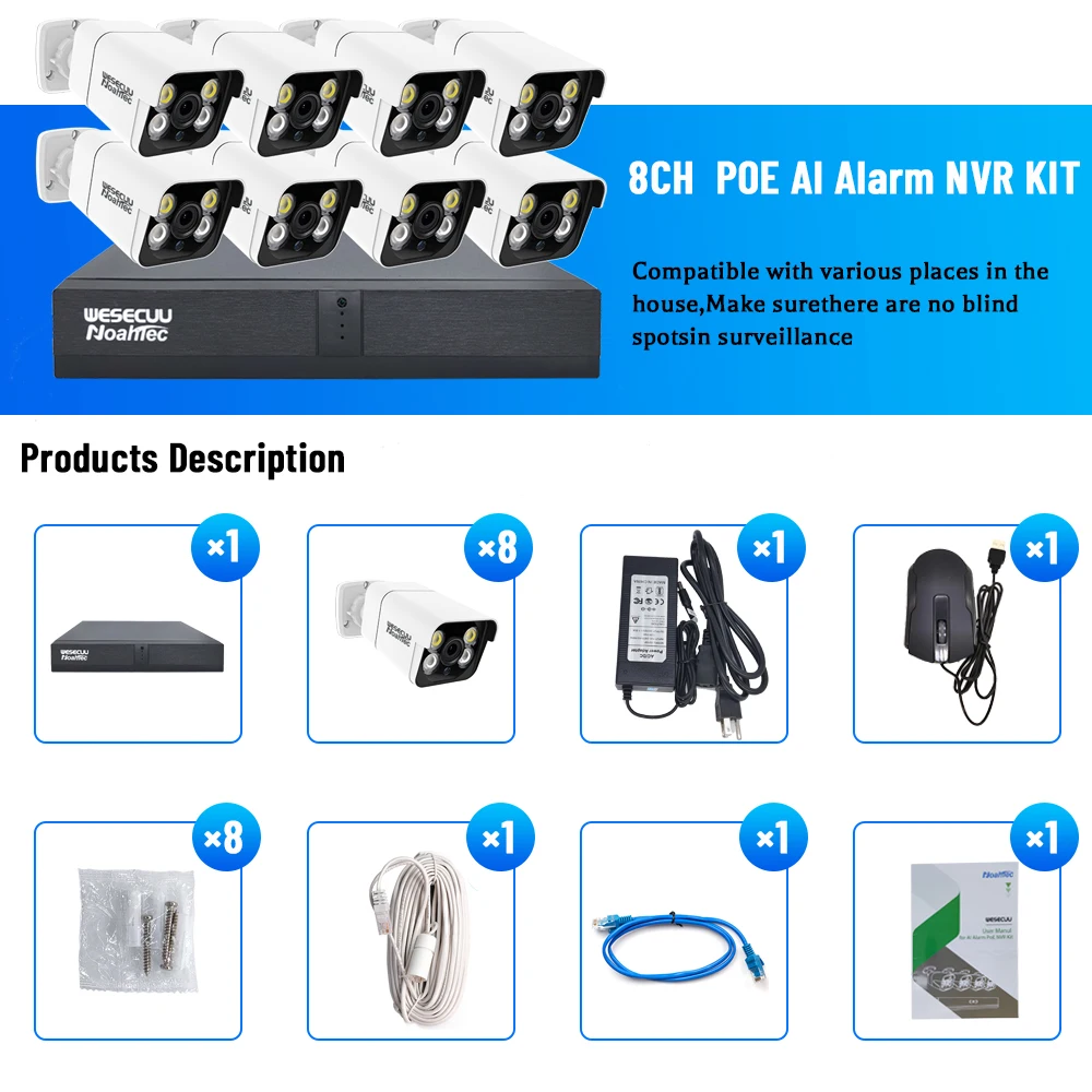 メーカー 5MP 4K 8MP 4/8/16チャンネル HD - Nvr Kit 4 Camera 5Mp Poe のレビューと価格