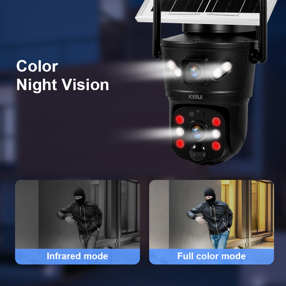 KERUI 6MP WIFI 4G ソーラーカメラデュアルレ - Security Camera System Solar 4G のレビューと価格