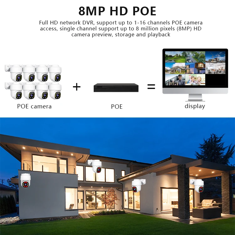 IP66 4K 8MP セキュリティカメラシステム PoE  - Poe Security Camera 8Mp 4K のレビューと価格
