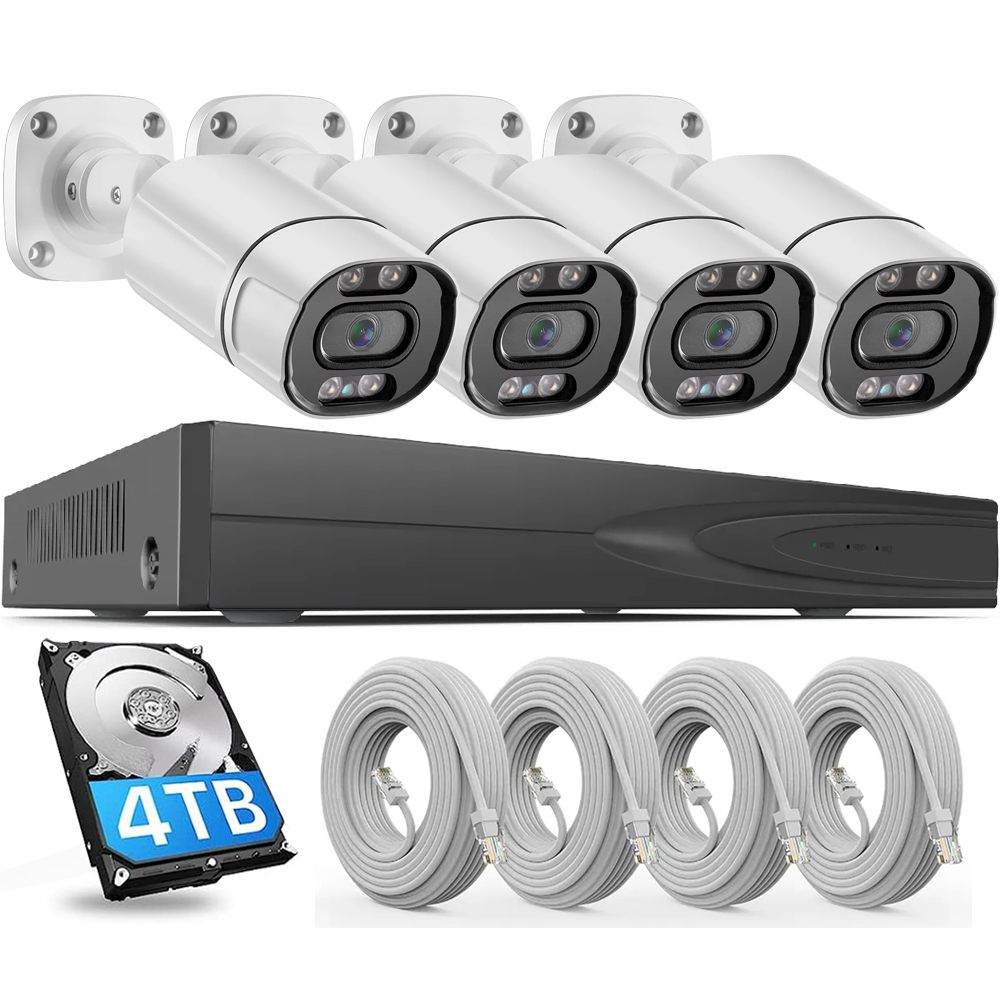 4K監視カメラシステム 屋外 4Ch/8Ch PoE NVR - Nvr Kit 4 Camera 5Mp Poe のレビューと価格