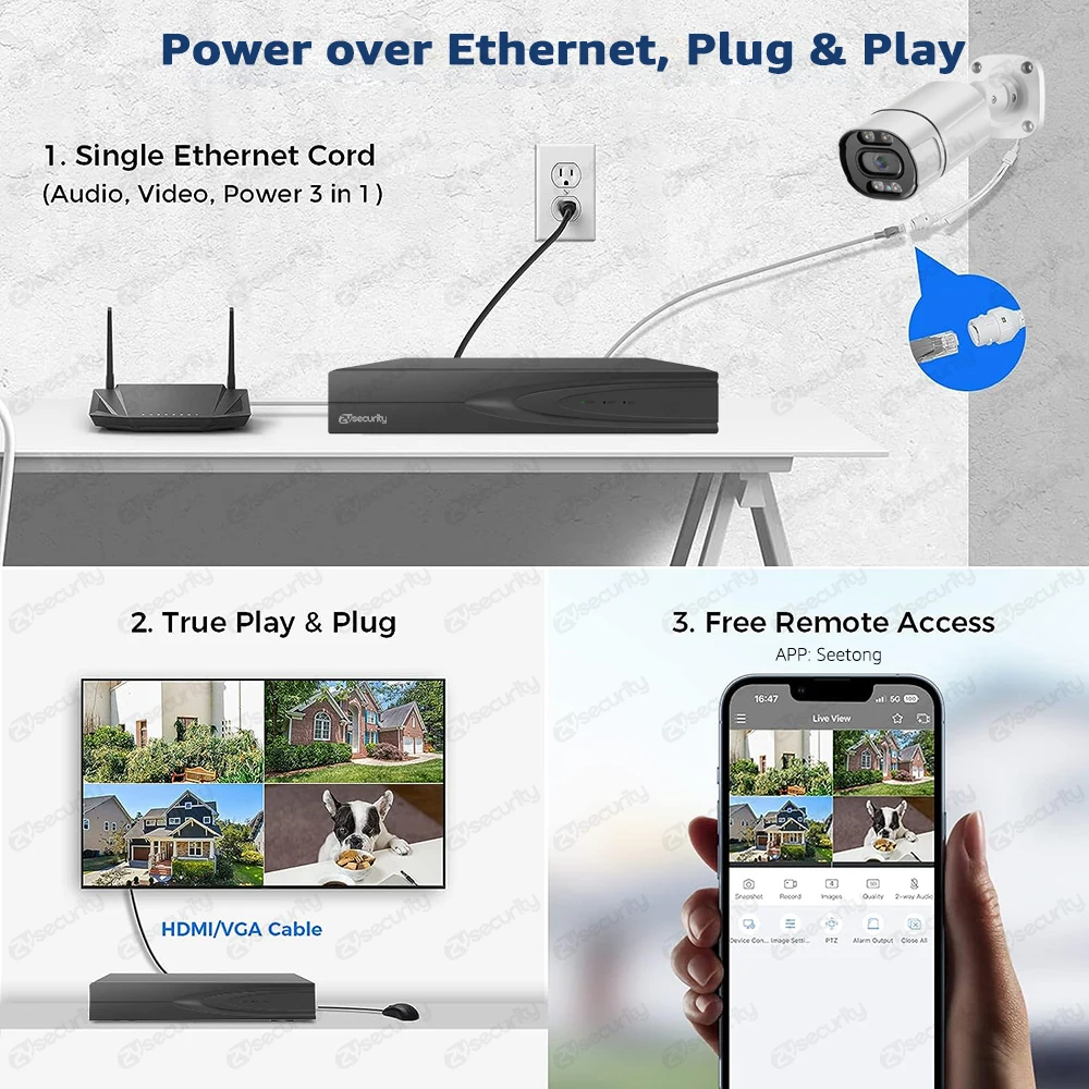4K監視カメラシステム 屋外 4Ch/8Ch PoE NVR - Nvr Kit 4 Camera 5Mp Poe のレビューと価格