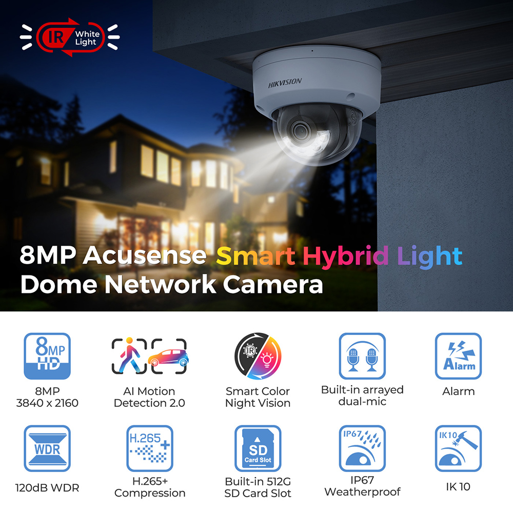 Hikvision DS-2CD2183G2-LIS2U 8 - Hikvision Ip Camera 8Mp Dome のレビューと価格