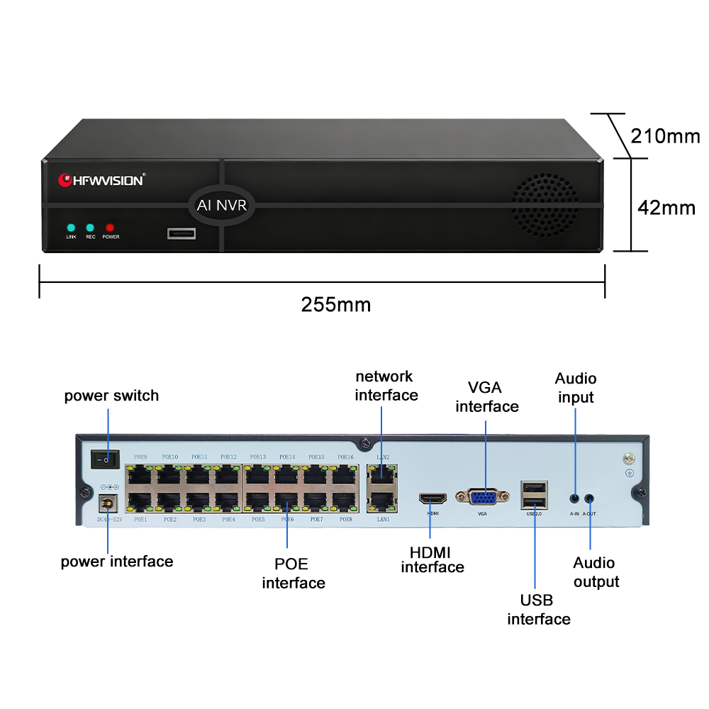HFWVISION 4K POE NVR 16CH ビデオレ - Nvr 16 Channel 4K H265 のレビューと価格