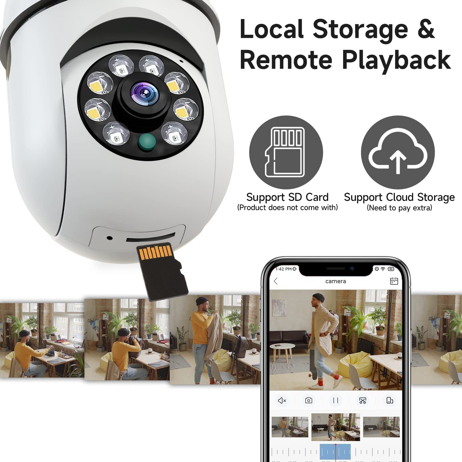 8MP E27電球型監視カメラ Wifi IP PTZ CC - Cctv Camera System 8 Camera Wireless のレビューと価格