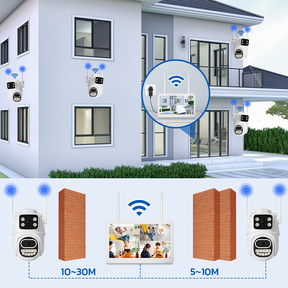 デュアルレンズ付きワイヤレスcctvシステム,wifiカメラ - Cctv Camera System 8 Camera Wireless のレビューと価格