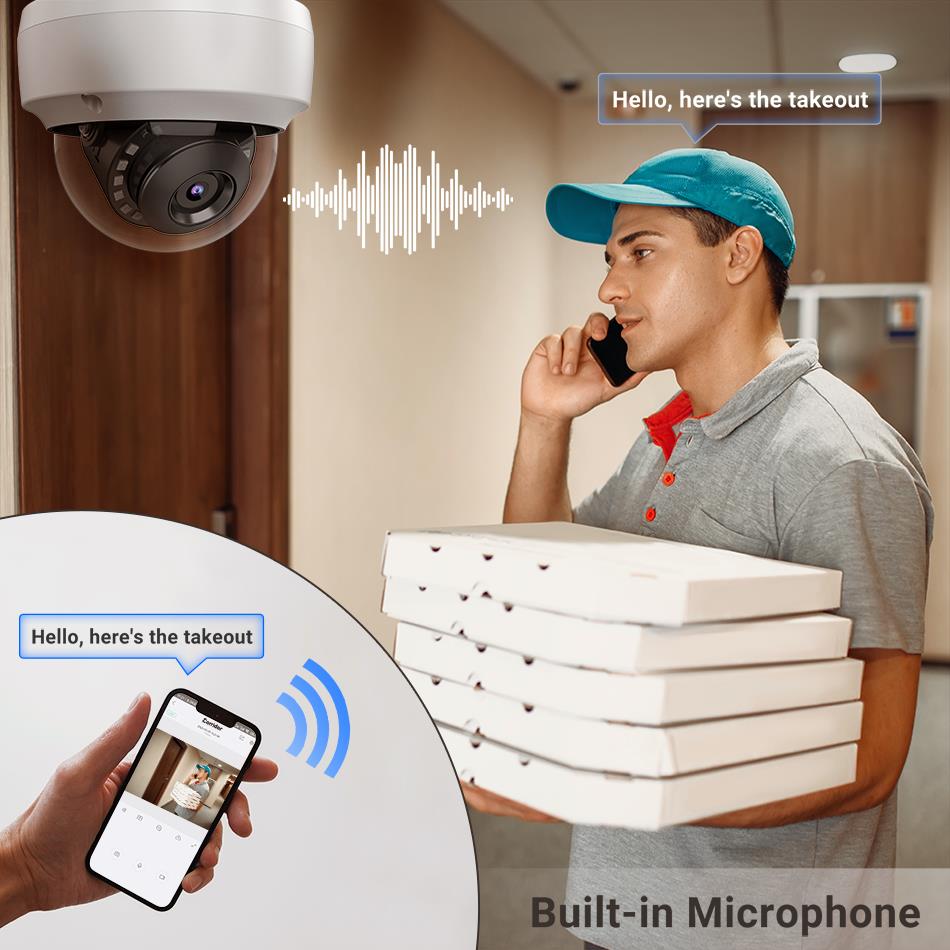 6MP、8MPドーム型IPカメラ。内蔵マイク、赤外線照射距離 - Hikvision Ip Camera 8Mp Dome のレビューと価格