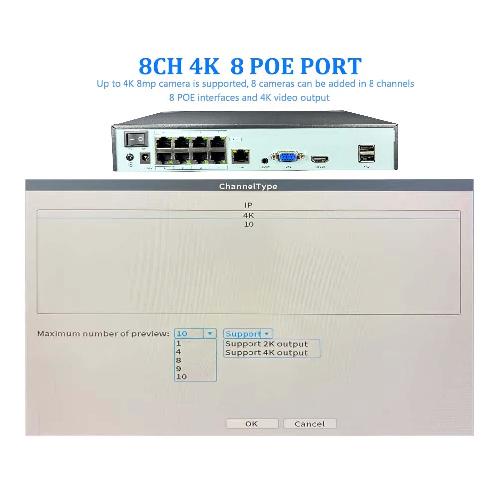 4K 10CH NVR 4/8ポート POE 8MP 5MP - Poe Security Camera 8Mp 4K のレビューと価格