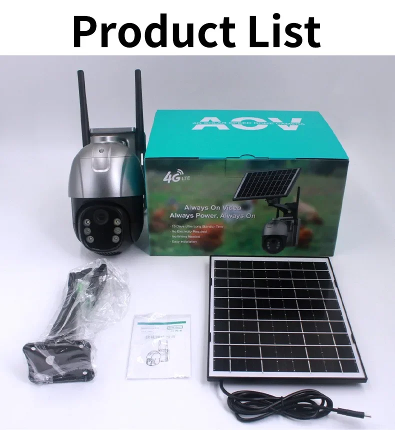 屋外街路灯ワイヤレスCCTV監視ソーラーシステムAOVスマー - Security Camera System Solar 4G のレビューと価格