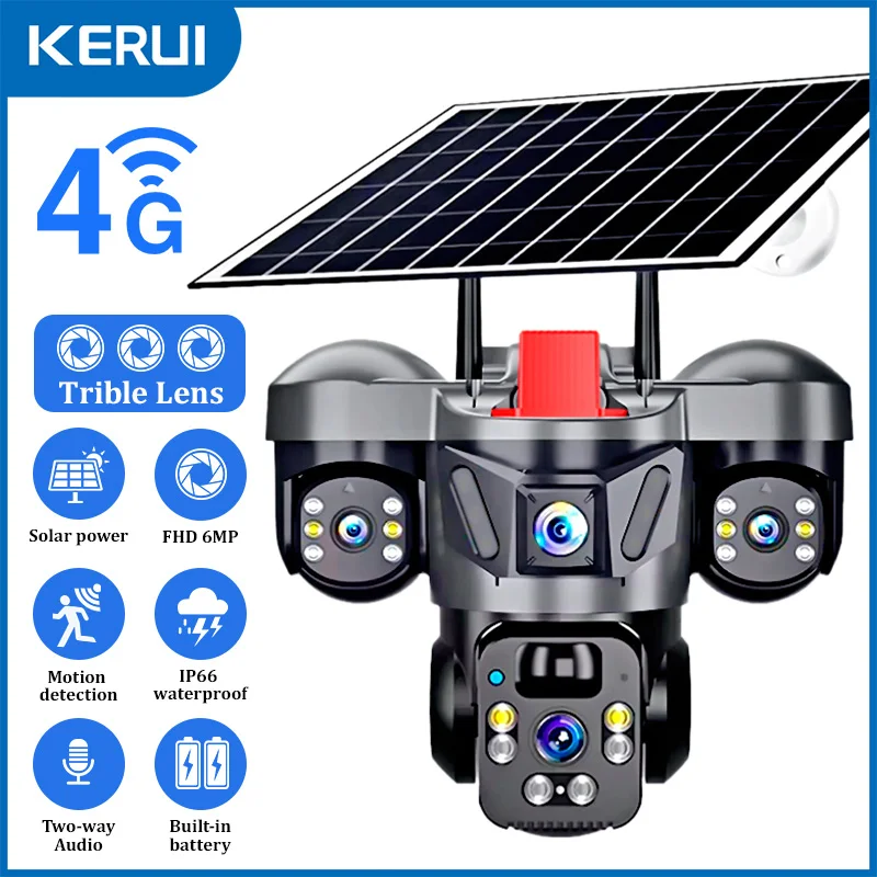 KERUI 屋外PTZ 6MP 4G SIM WIFI ソー - Cctv Camera System 8 Camera Wireless のレビューと価格