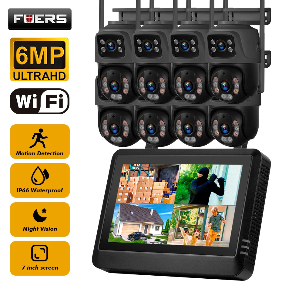 FUERS 7インチNVRスクリーン 8CHワイヤレスNVR - Cctv Camera System 8 Camera Wireless のレビューと価格