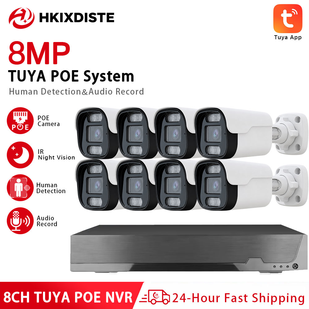 8MP 4K 8CH Tuya PoEセキュリティカメラシス - Cctv Nvr System 8 Channel 4K Poe のレビューと価格