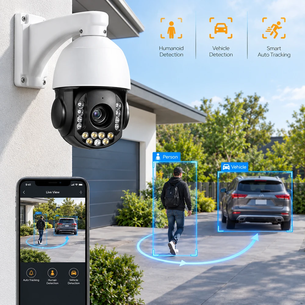 屋外用4K 8MP有線PoE PTZセキュリティカメラ 30 - Ptz Camera 30X Zoom Poe のレビューと価格